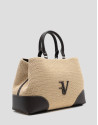 Vera Satchel bag in beige and brown leather | Roberto Verino