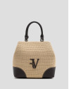 Bolso Vera Bucket beige y piel marrón - Mujer | Roberto Verino