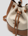 Iera Bucket shoulder bag in canvas and camel ... | Roberto Verino