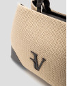 Bolso Vera Satchel beige y piel marrón - Mujer | Roberto Verino