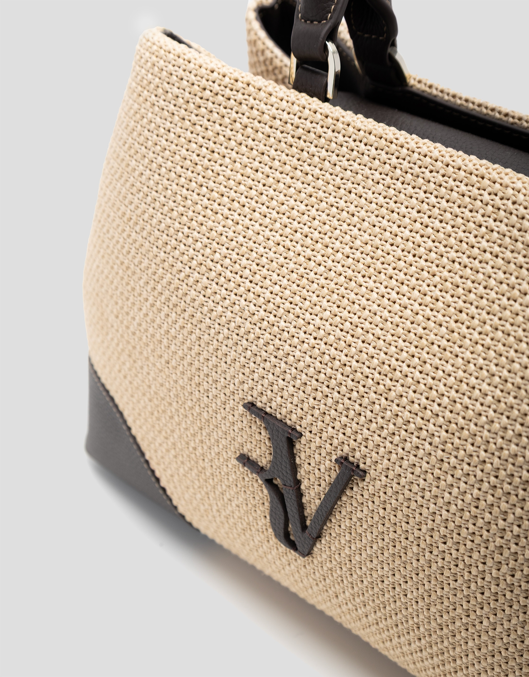 Vera Satchel bag in beige and brown leather | Roberto Verino