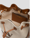 Iera Bucket shoulder bag in canvas and camel ... | Roberto Verino
