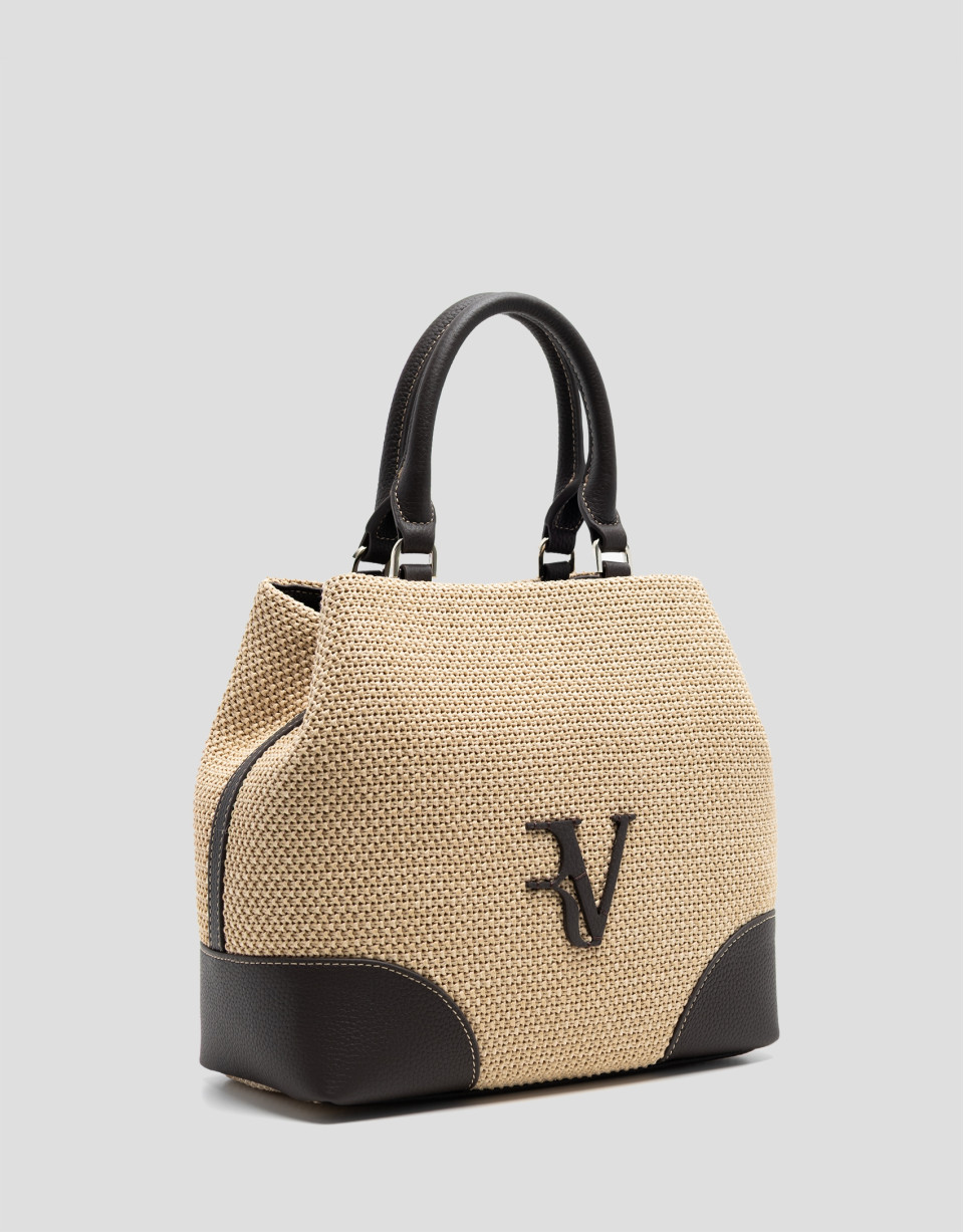 Vera Bucket bag in beige and brown leather | Roberto Verino