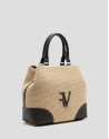 Bolso Vera Bucket beige y piel marrón - Mujer | Roberto Verino