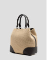 Vera Bucket bag in beige and brown leather | Roberto Verino