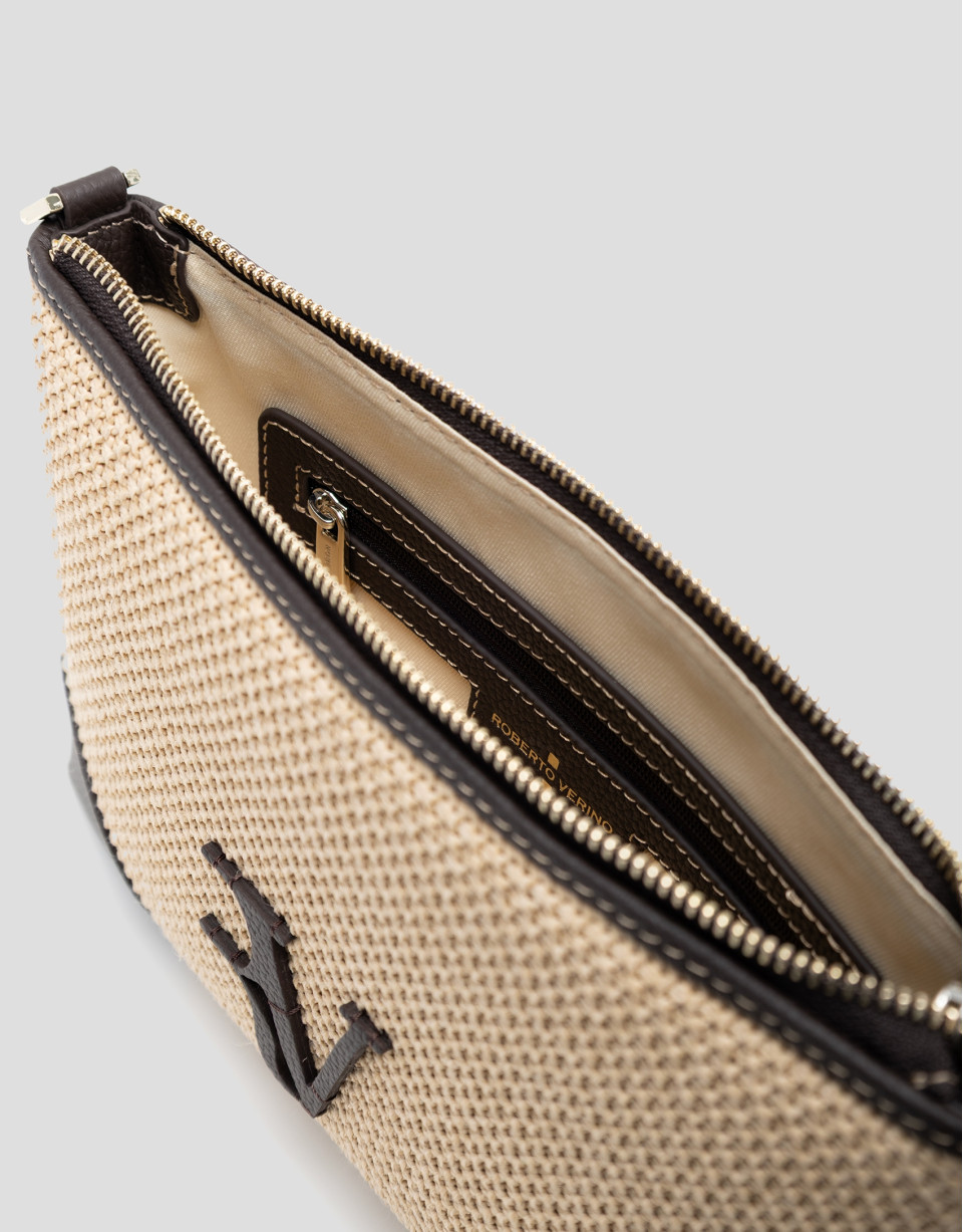 Bolso Vera Messenger beige y piel marrón | Roberto Verino