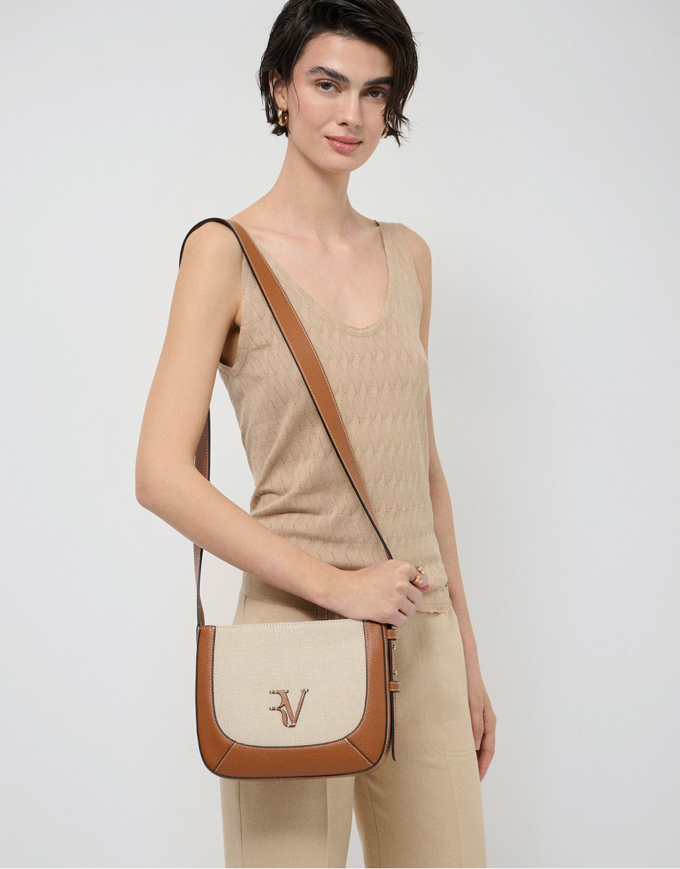 Iera Crossbag shoulder bag in canvas and ... | Roberto Verino