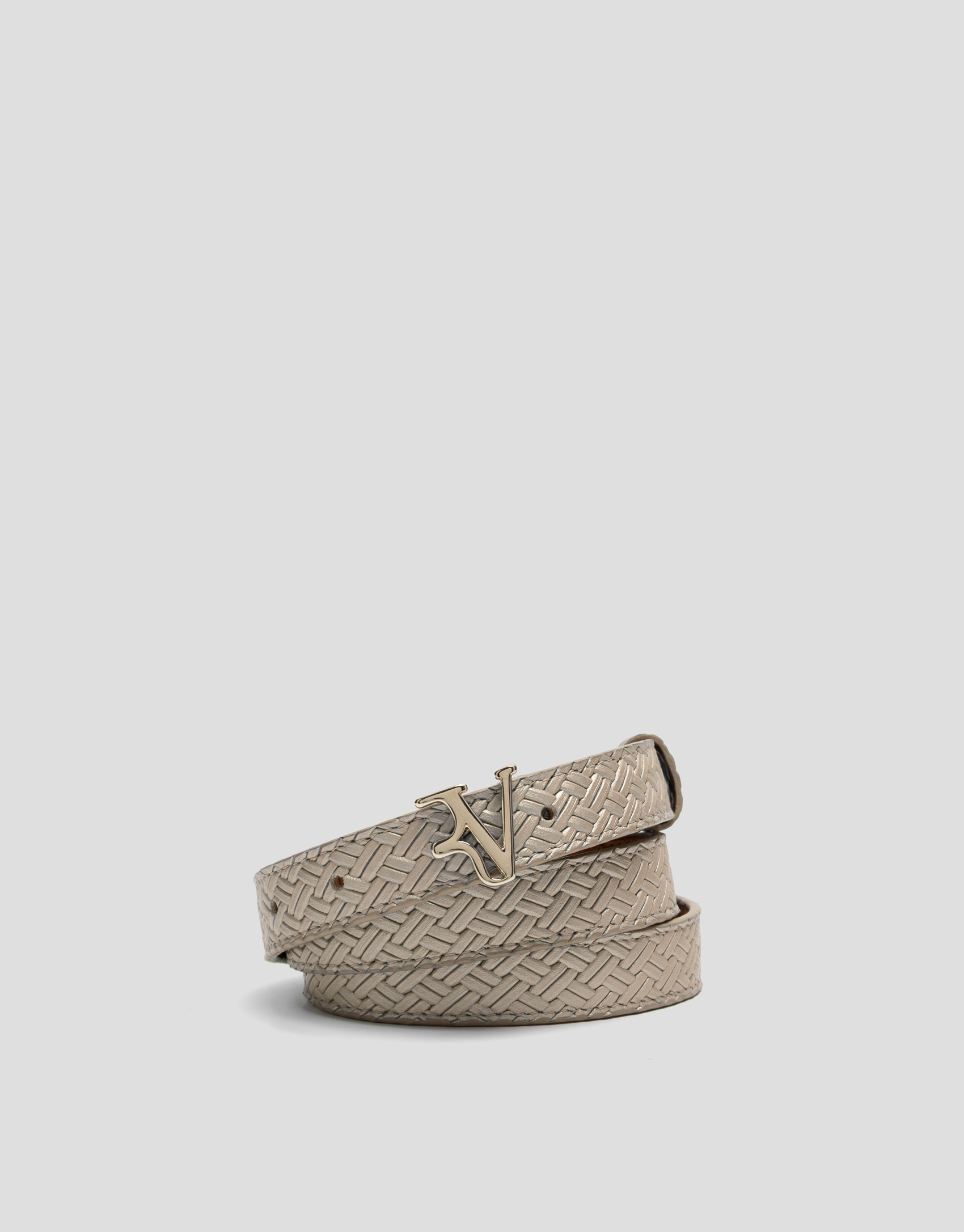 Metallic camel embossed leather belt - Woman | Roberto Verino