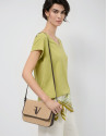 Bolso Vera Crossbag beige y piel marrón - Mujer | Roberto Verino