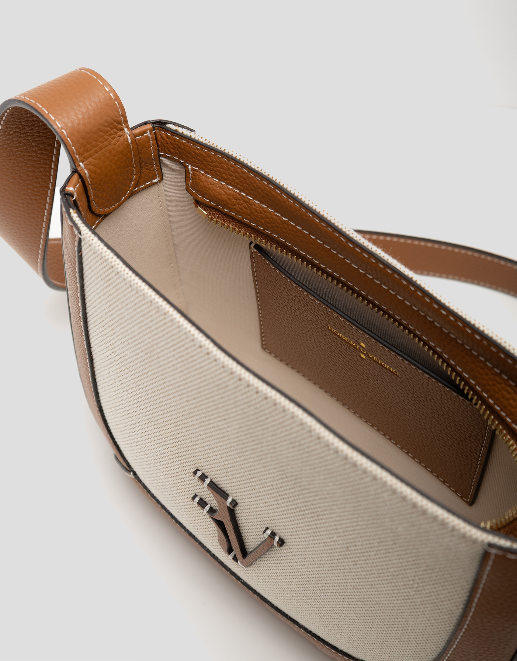 Iera Crossbag shoulder bag in canvas and ... | Roberto Verino