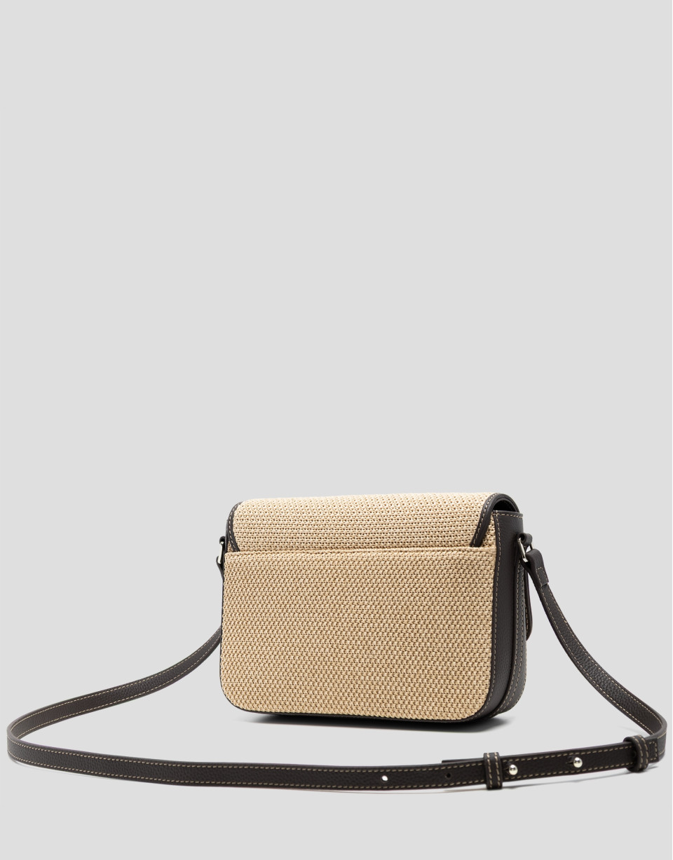 Bolso Vera Crossbag beige y piel marrón - Mujer | Roberto Verino