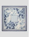 Silk scarf with blue floral print and check ... | Roberto Verino