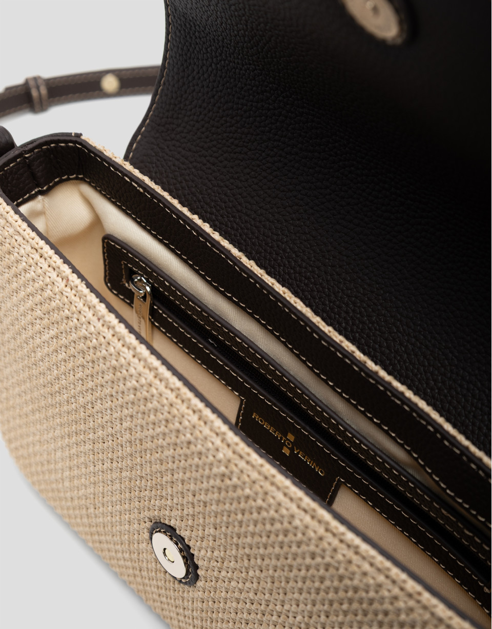 Bolso Vera Crossbag beige y piel marrón - Mujer | Roberto Verino