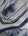 Silk scarf with blue floral print and check ... | Roberto Verino
