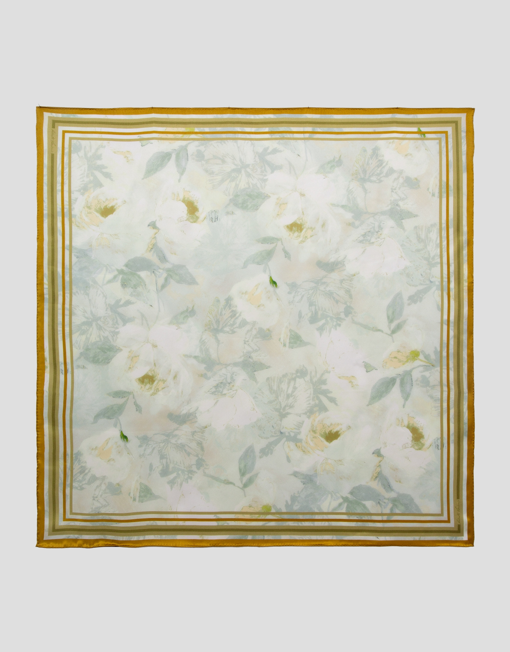 Green silk scarf with floral print - Woman | Roberto Verino