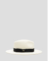 Ecru plant fibre hat with black band - Woman | Roberto Verino