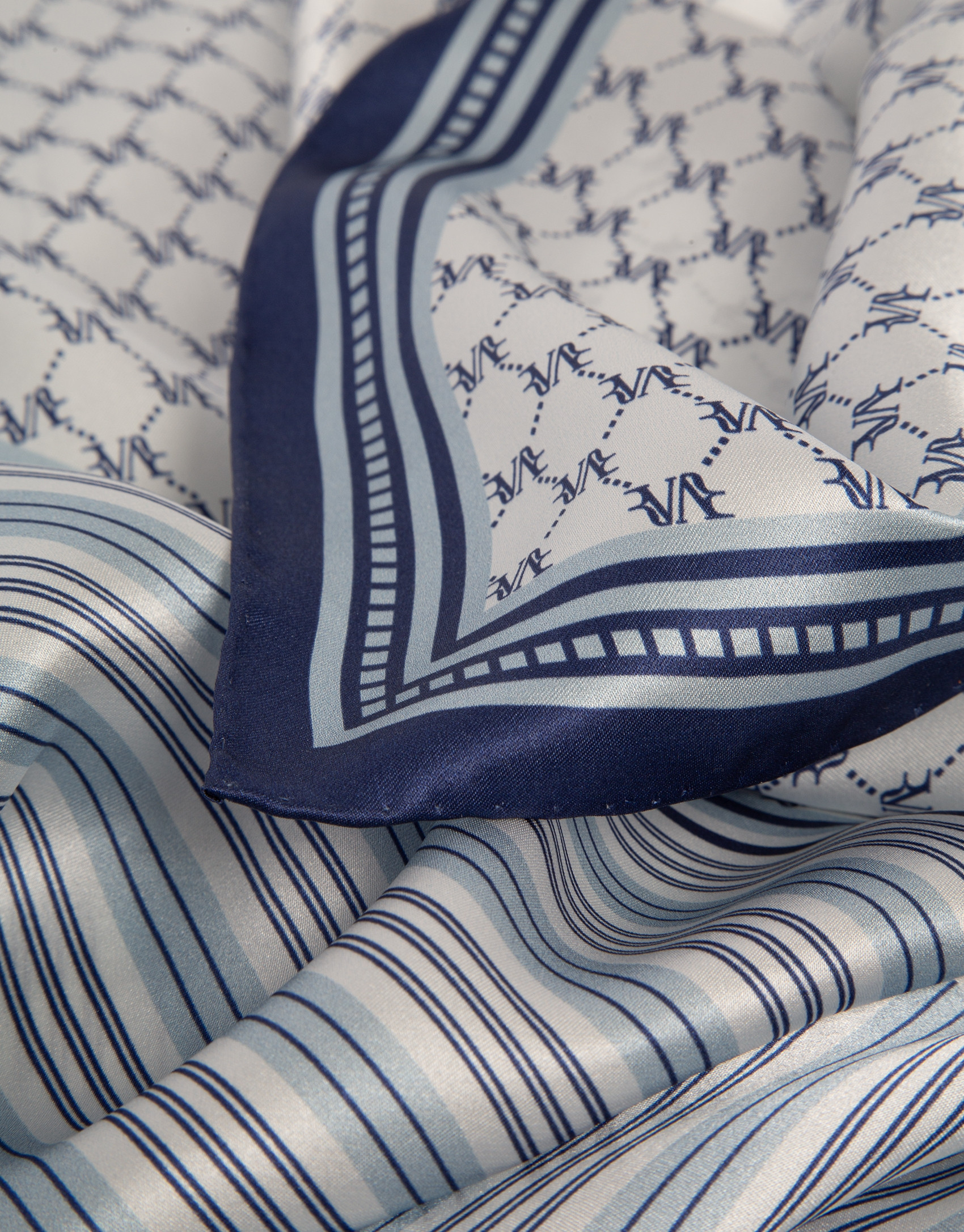 Blue silk scarf with tie design - Woman | Roberto Verino