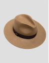 Toasted plant fibre hat with brown ribbon | Roberto Verino