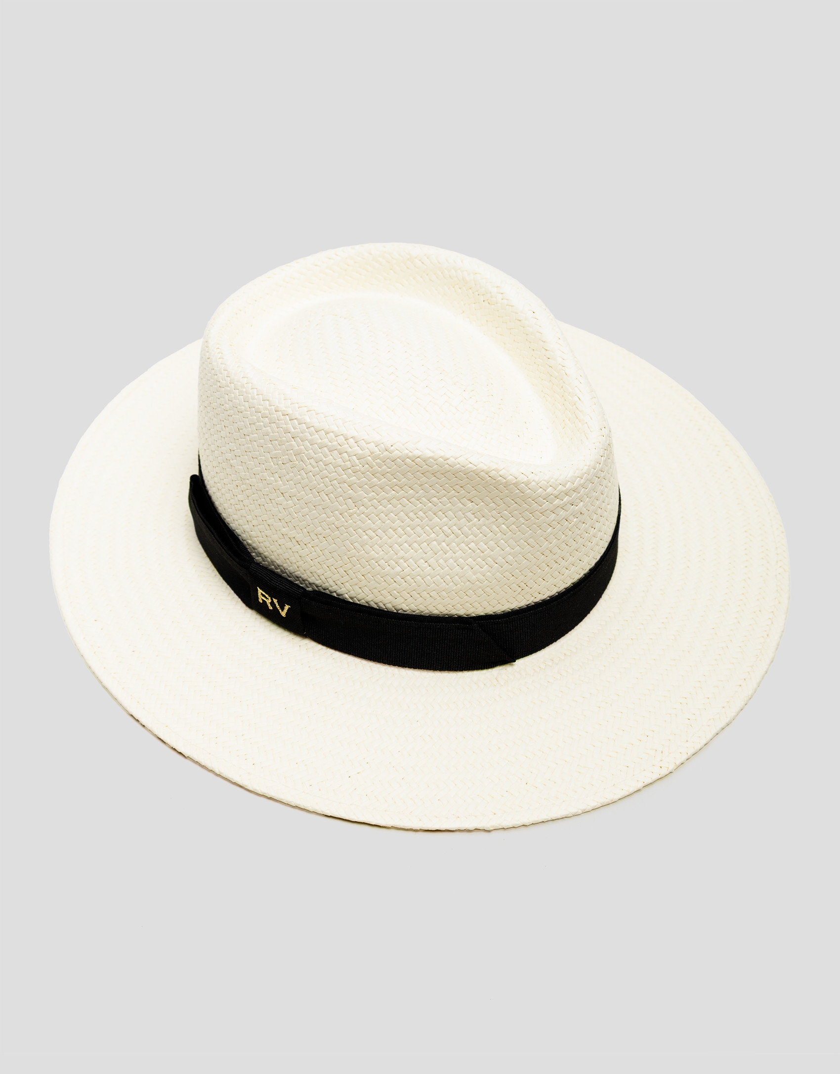 Ecru plant fibre hat with black band - Woman | Roberto Verino