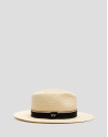 Ecru plant fibre hat with black band - Woman | Roberto Verino