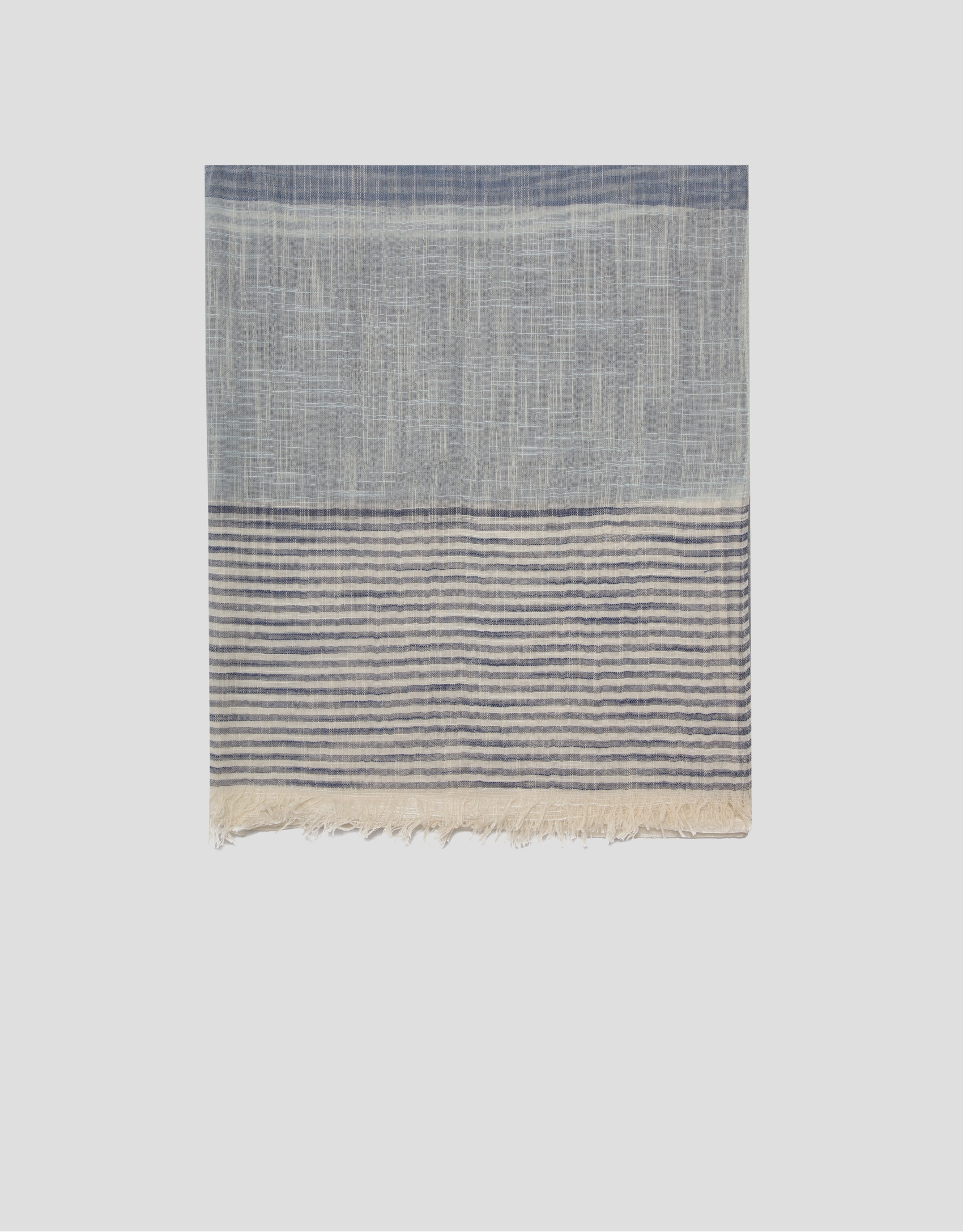 Ink blue and white striped scarf - Man - SS2026 | Roberto Verino