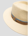 Ecru plant fibre hat with camel ribbon - Woman | Roberto Verino