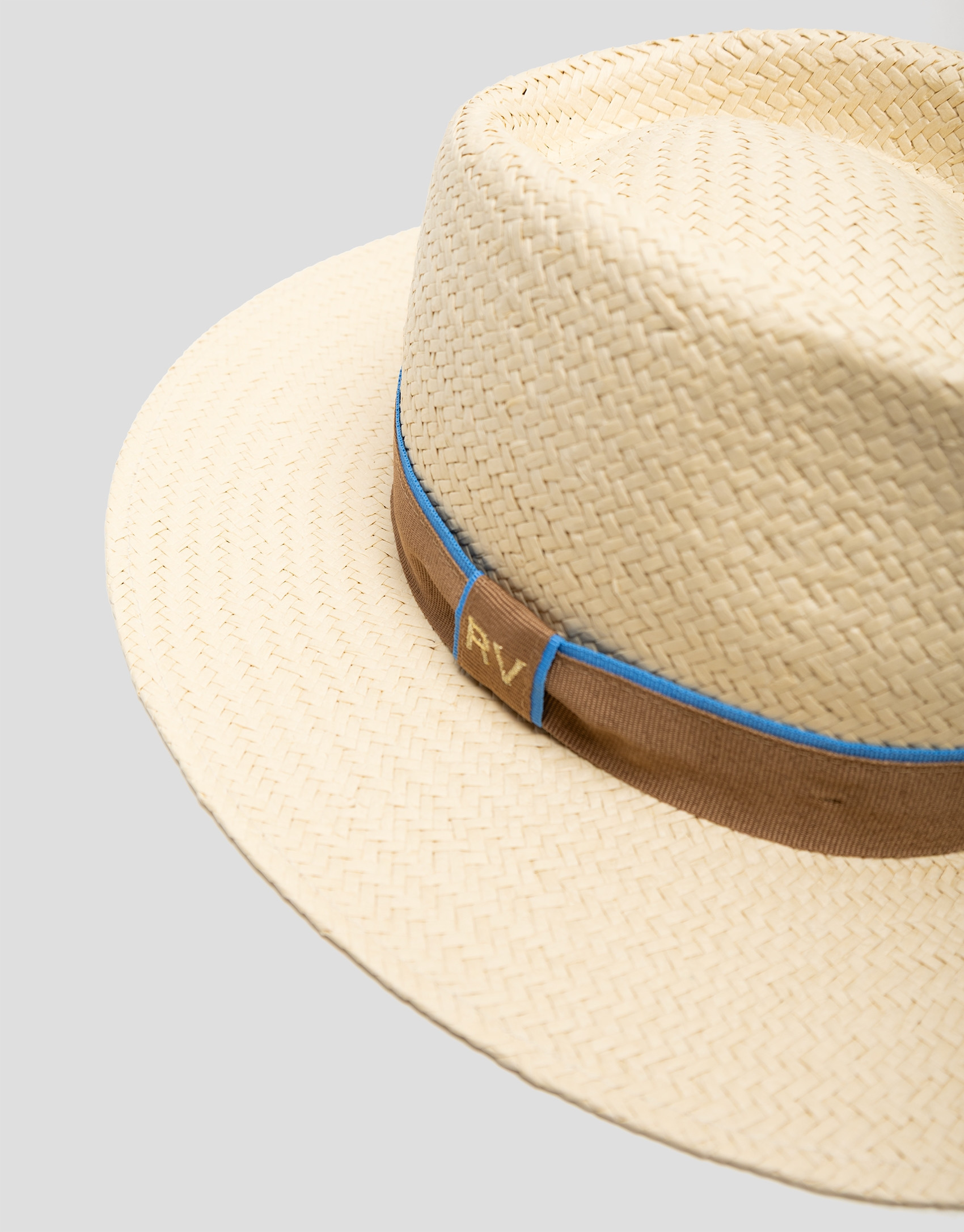 Ecru plant fibre hat with camel ribbon - Woman | Roberto Verino