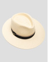 Ecru plant fibre hat with black band - Woman | Roberto Verino