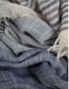 Ink blue and white striped scarf - Man - SS2026 | Roberto Verino