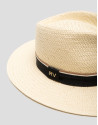 Ecru plant fibre hat with black band - Woman | Roberto Verino