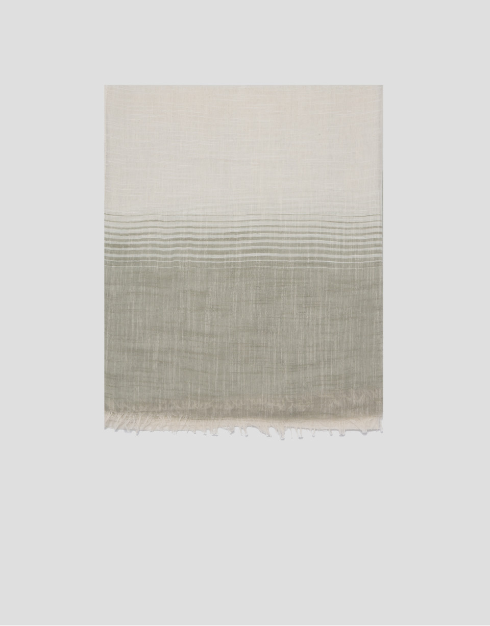 Khaki and ecru striped scarf - Man - SS2026 | Roberto Verino