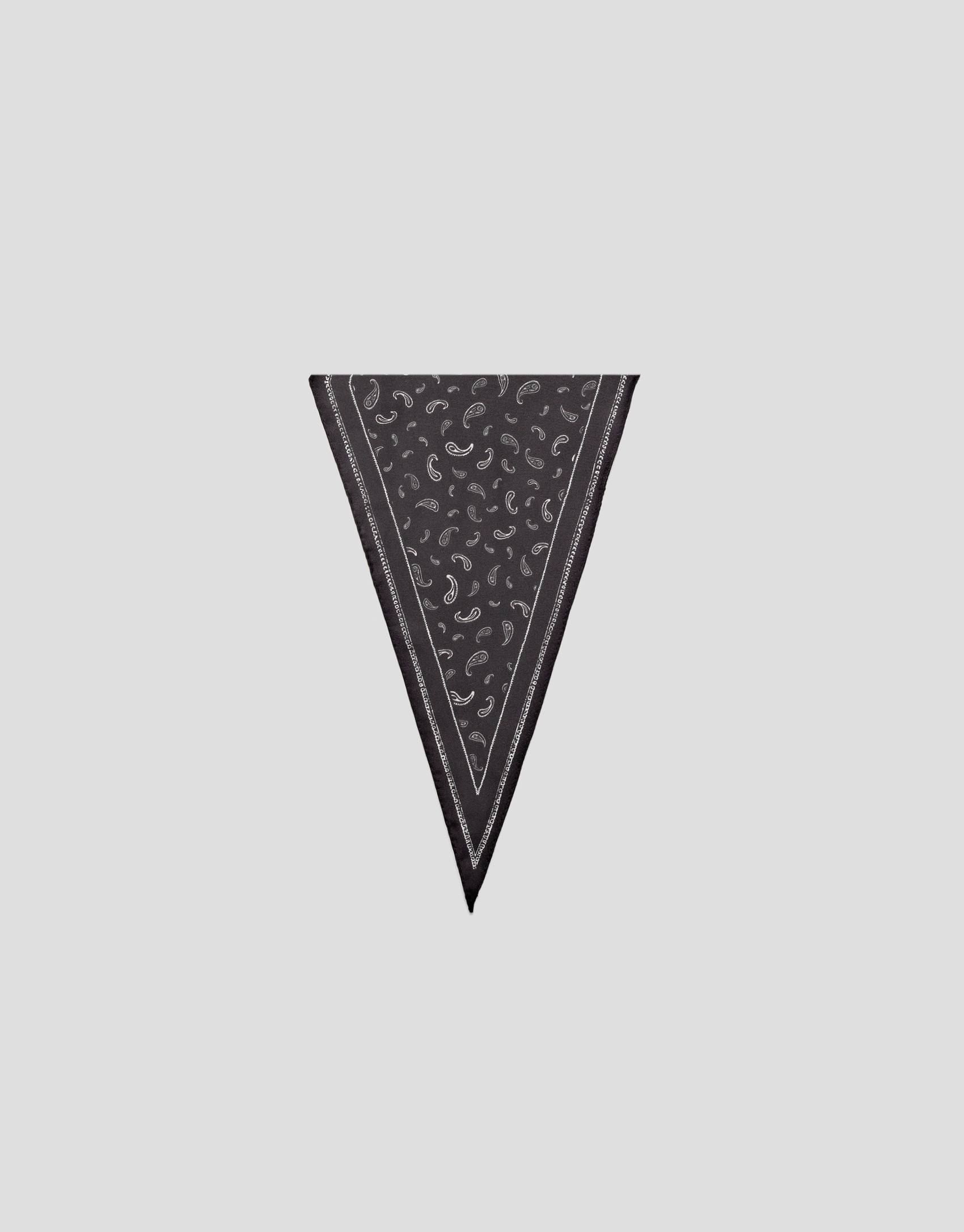 Brown silk triangular bandana with white ... | Roberto Verino