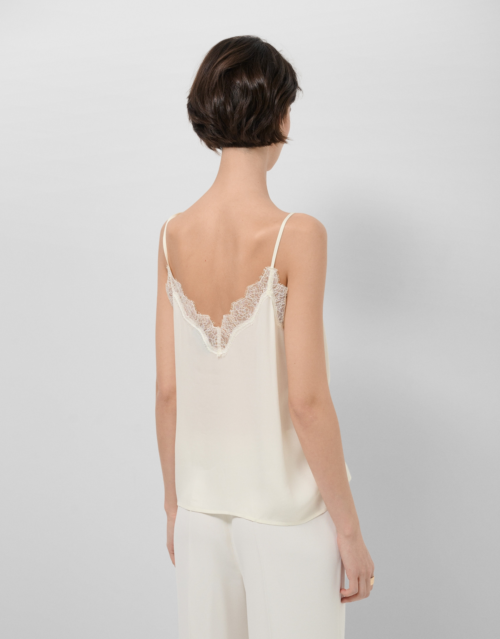 Ecru lingerie top with lace - Woman - SS2026 | Roberto Verino