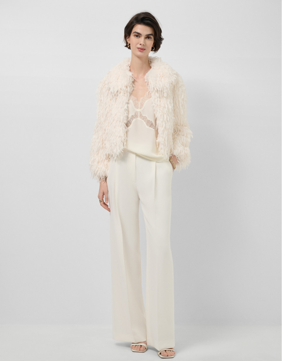 Ecru lingerie top with lace - Woman - SS2026 | Roberto Verino