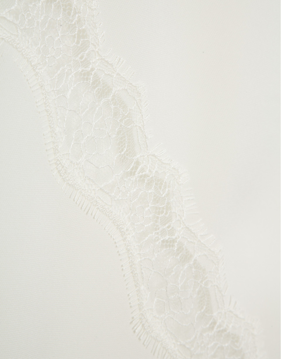 Ecru lingerie top with lace - Woman - SS2026 | Roberto Verino