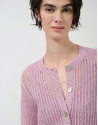 Short openwork knit cardigan with pink lurex | Roberto Verino