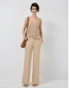 Beige knit T-shirt with straps - Woman - SS2026 | Roberto Verino