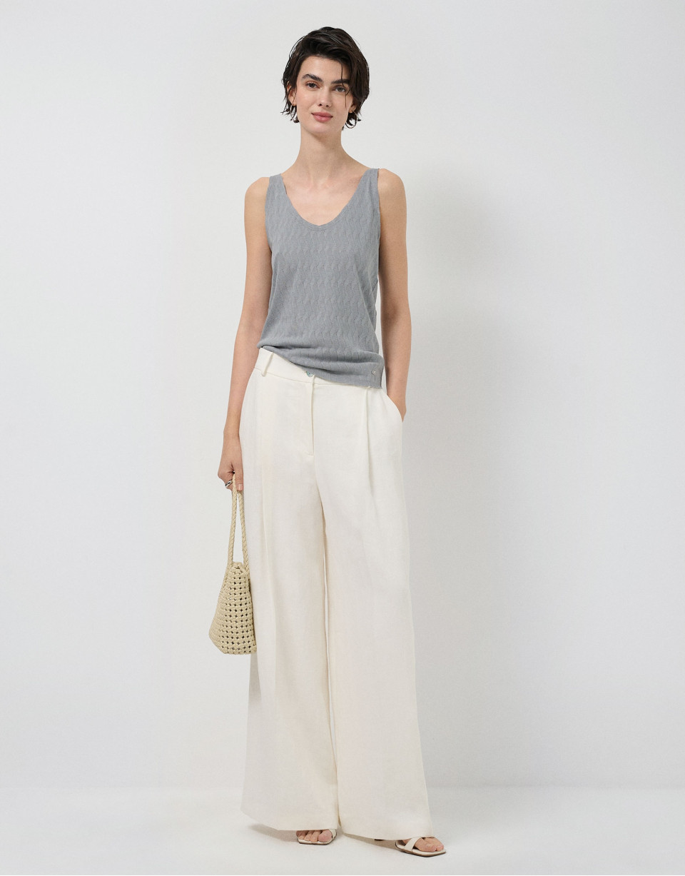 Camiseta de punto gris con tirantes - Sale | Roberto Verino