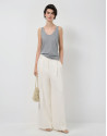 "Gray knit T-shirt with straps - Sale - SS2026 | Roberto Verino
