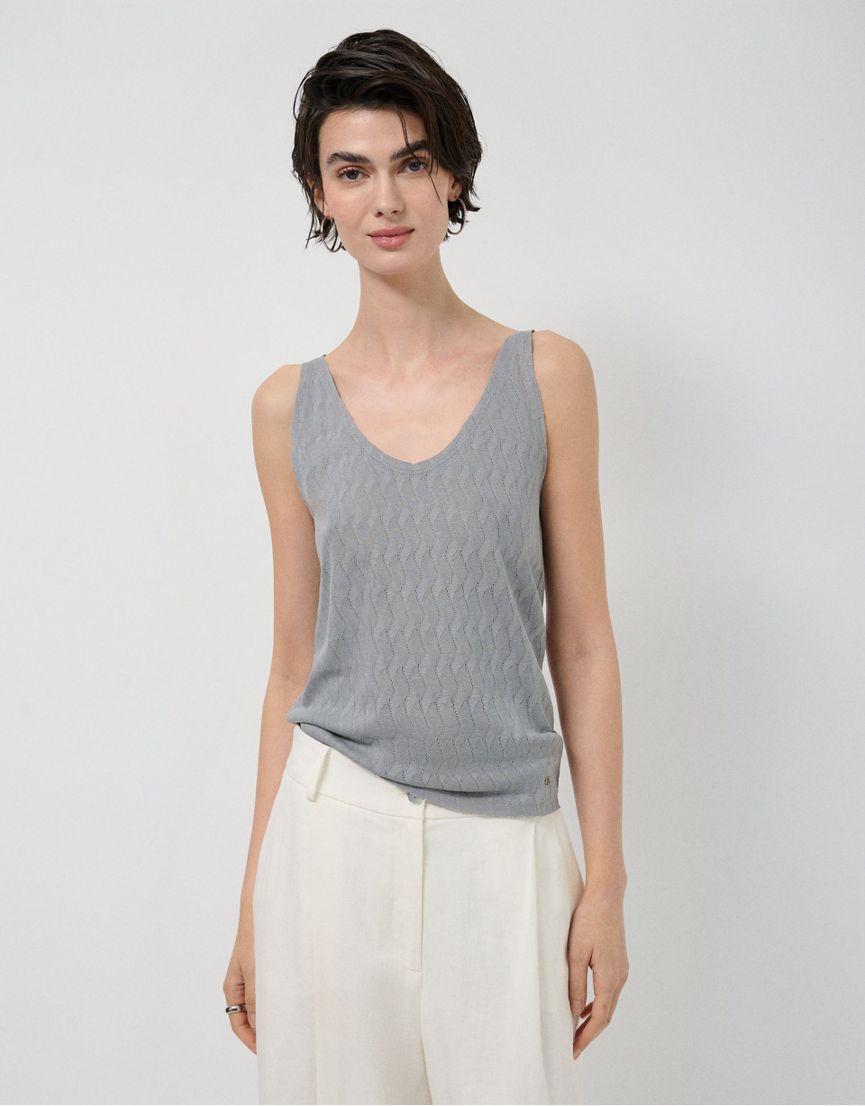 Camiseta de punto gris con tirantes - Sale | Roberto Verino