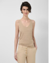 Camiseta de punto beige con tirantes - Mujer | Roberto Verino