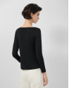 Black long sleeve t-shirt with plumeti tulle | Roberto Verino