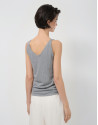 "Gray knit T-shirt with straps - Sale - SS2026 | Roberto Verino