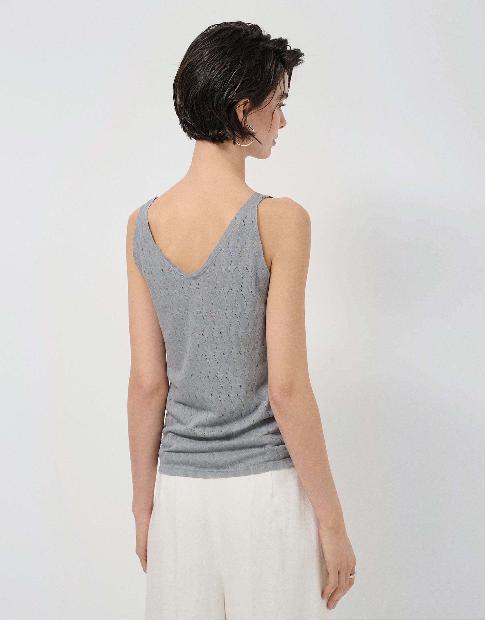 Camiseta de punto gris con tirantes - Sale | Roberto Verino