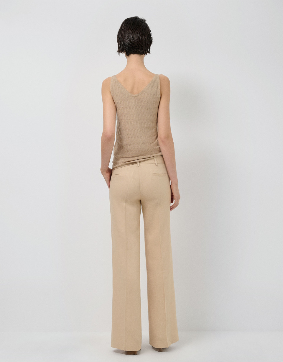 Beige knit T-shirt with straps - Woman - SS2026 | Roberto Verino