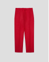 Pantalón recto piqué dibujo floral rojo - Mujer | Roberto Verino
