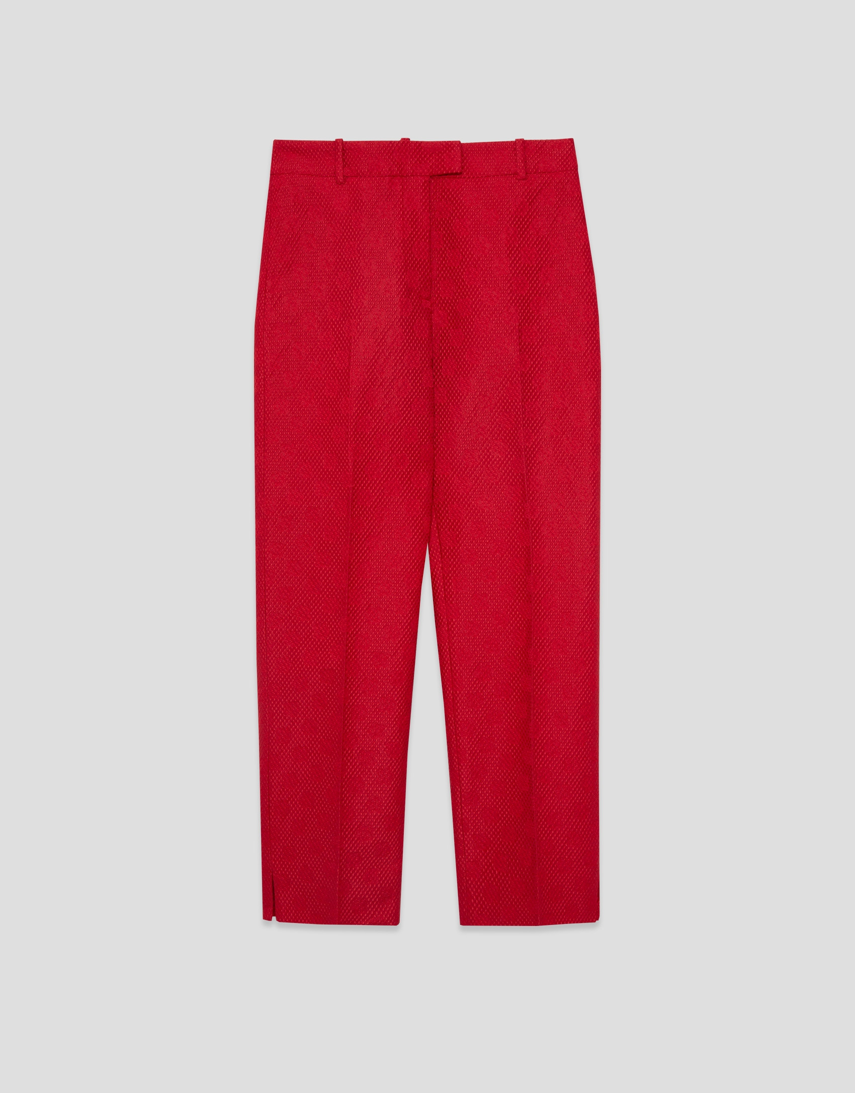 Pantalón recto piqué dibujo floral rojo - Mujer | Roberto Verino