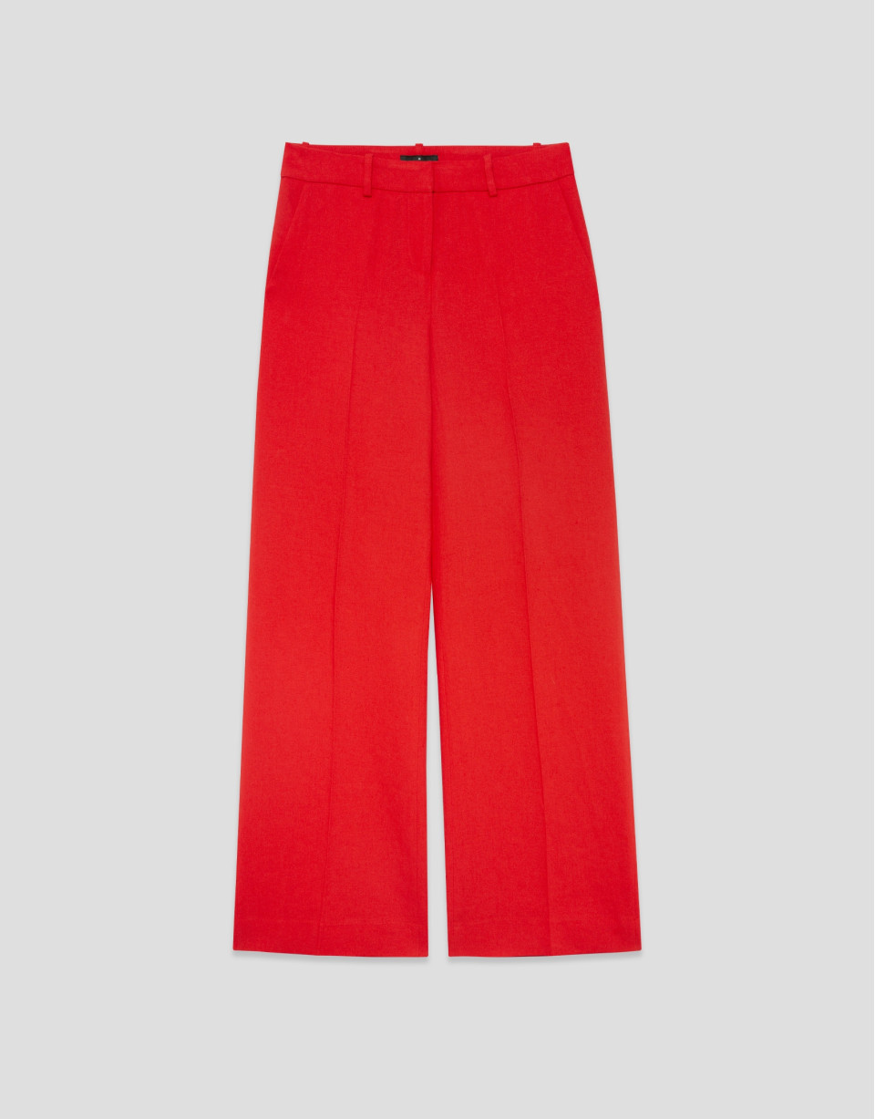 Pantalón recto mezcla lino rojo - Mujer | Roberto Verino