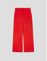 Red linen blend straight trousers - Woman | Roberto Verino