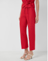 Pantalón recto piqué dibujo floral rojo - Mujer | Roberto Verino